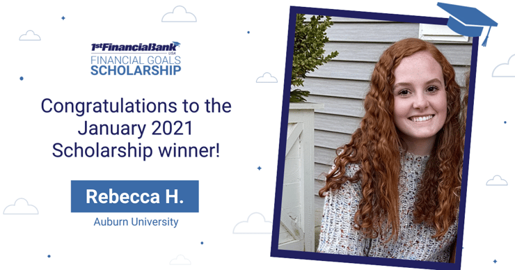 January 2021 1st Financial Bank USA Financial Goals Scholarship Winner: Rebecca H.